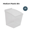 CrownWall Universal Slatwall Clear Storage Bins (Medium - 5 Pack)